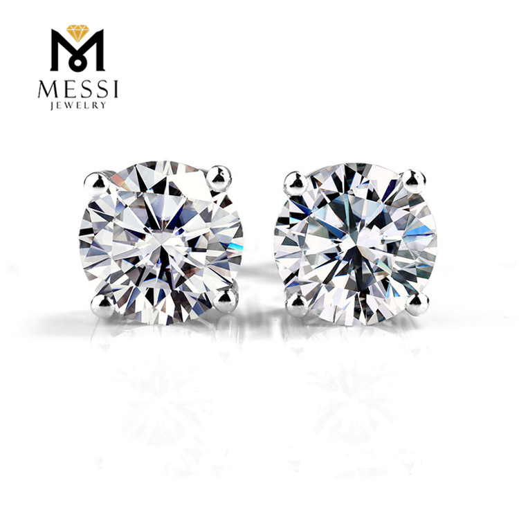 Messi Jewelry 14K 18k solid gold 2ct moissanite earrings