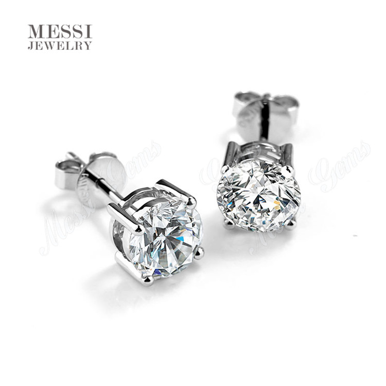 Messi Jewelry 14K 18k solid gold 2ct moissanite earrings