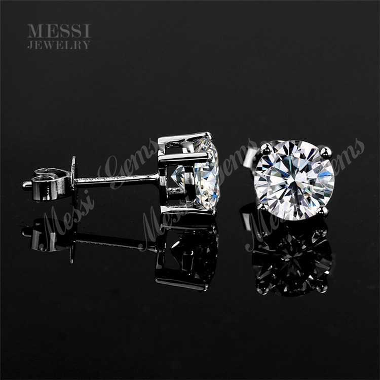 Messi Jewelry 14K 18k solid gold 2ct moissanite earrings