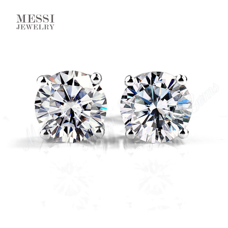 Messi Jewelry 14K 18k solid gold 2ct moissanite earrings