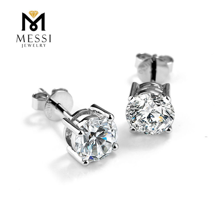 Messi Jewelry 14K 18k solid gold 2ct moissanite earrings