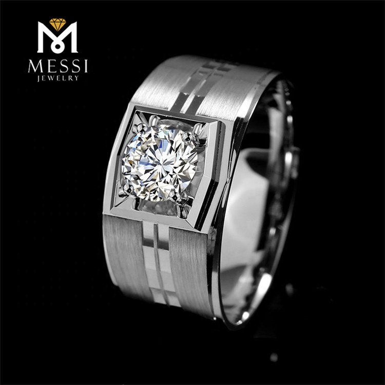 Gioielli Messi - Gioielli Messi Luxury Man Moissanite Diamond Anello 14K Oro bianco Au750 Hip Hop Jewelry Men Rings 8