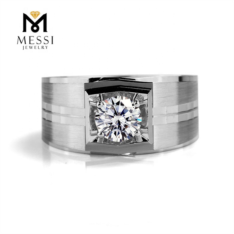 Gioielli Messi - Gioielli Messi Luxury Man Moissanite Diamond Anello 14K Oro bianco Au750 Hip Hop Jewelry Men Rings 12