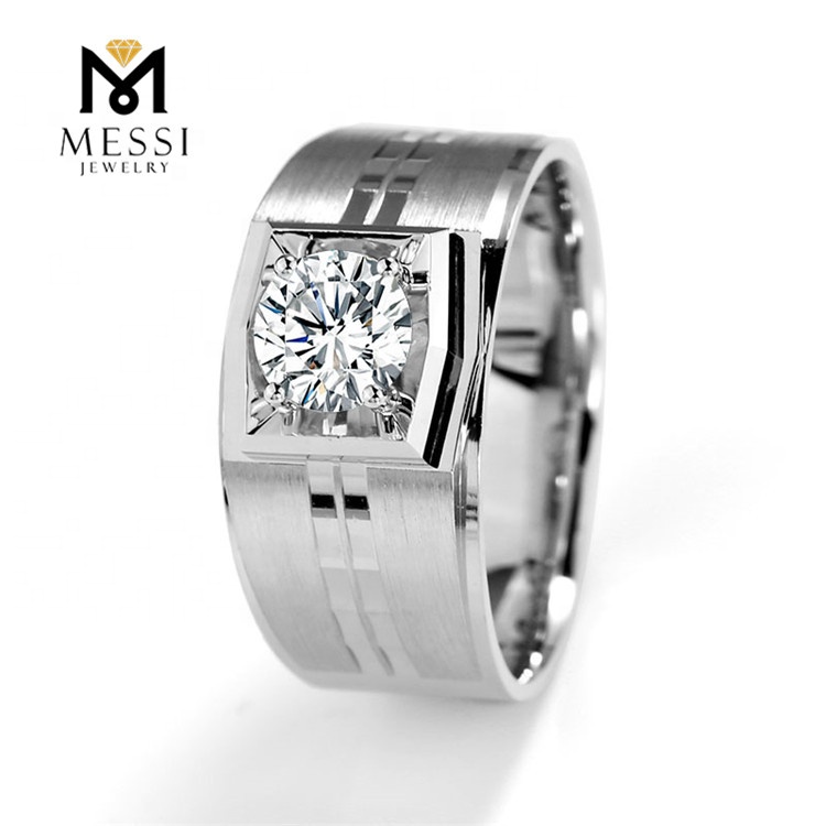 Gioielli Messi - Gioielli Messi Luxury Man Moissanite Diamond Anello 14K Oro bianco Au750 Hip Hop Jewelry Men Rings 14