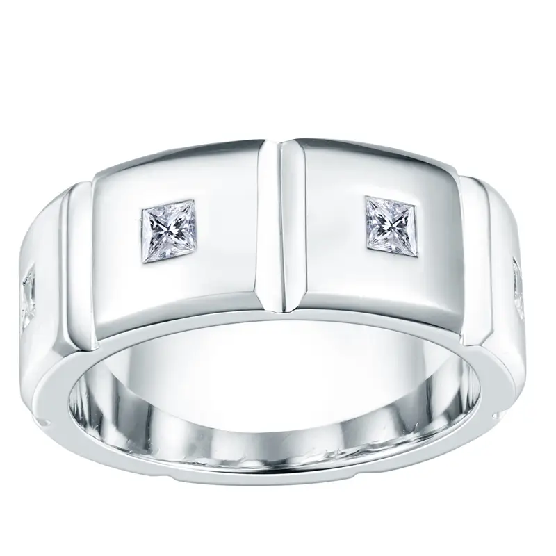 Platinum Pt950 Square DEF Moissanite Ring - High Quality 7