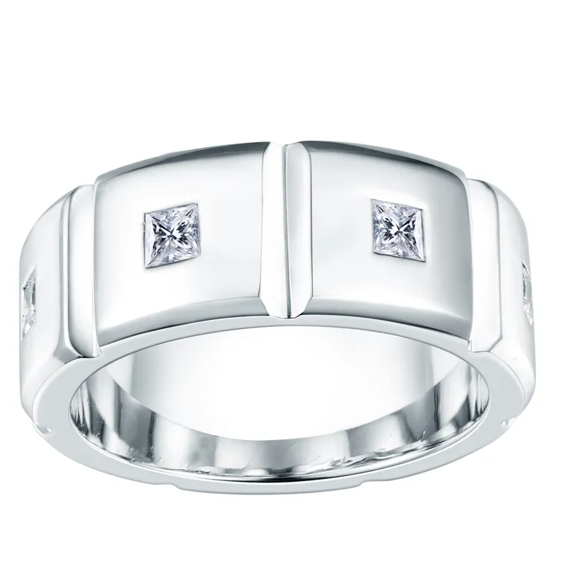 Platinum Pt950 Square DEF Moissanite Ring - High Quality 7