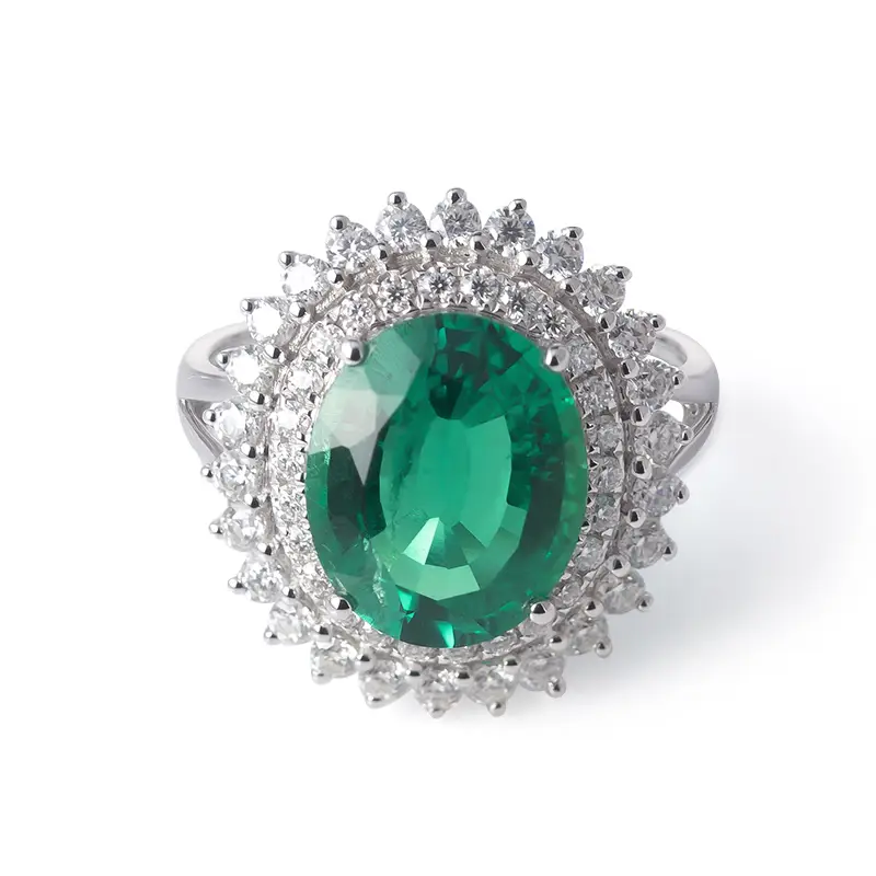 Gioielli Messi - Gioielli Messi Gioielli in oro bianco europeo e americano Donne Man Lover Ring 4ct Emerald Engagement Emerald Emerald e anelli di anelli nuziali 1