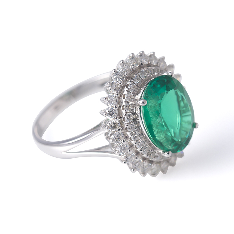 메시 쥬얼리 - 메시 보석 유럽과 미국 화이트 골드 보석 여성 남자 애인 링 4ct alg emerald 커스텀 참여 및 결혼 반지 반지 11