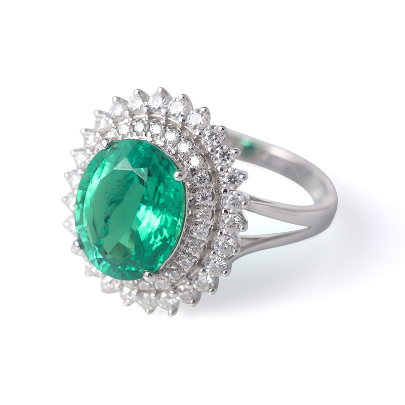 메시 쥬얼리 - 메시 보석 유럽과 미국 화이트 골드 보석 여성 남자 애인 링 4ct alg emerald 커스텀 참여 및 결혼 반지 반지 9