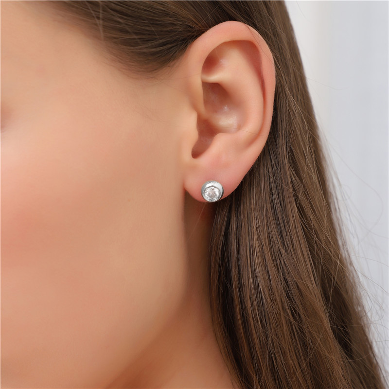 Messi Jewelry - Messi Jewellery Earring Rose Gold Fashion Wedding Women Jewelry Gift White gold Party Moissanite round set bubblu Earring Earrings 13