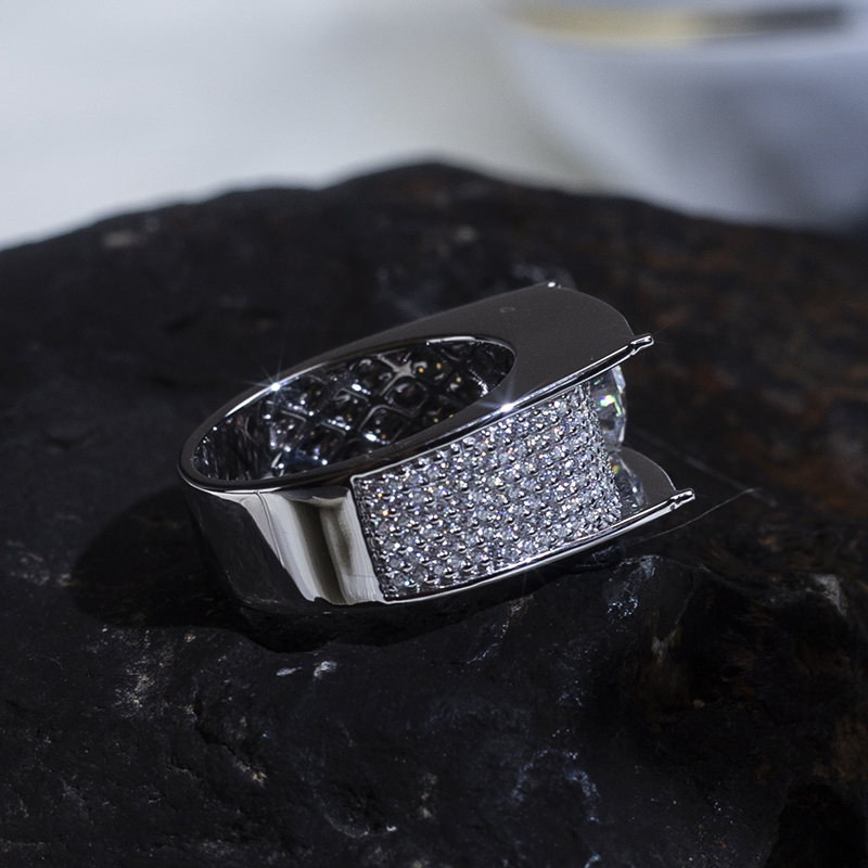 Barang Kemas Messi - Barang Kemas Messi MS776 Cincin Lelaki moissanite diamond gaya mewah moissanite bulat 1ct cincin hadiah lelaki 18k emas Cincin Lelaki 9