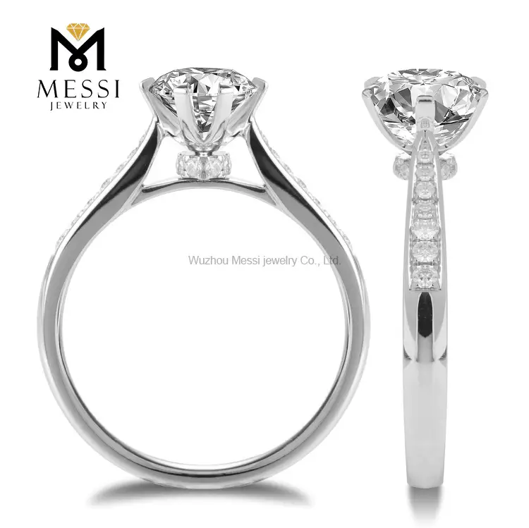 2021 Messi Gems MS-126 Elegant White Gold Engagement Ring 3