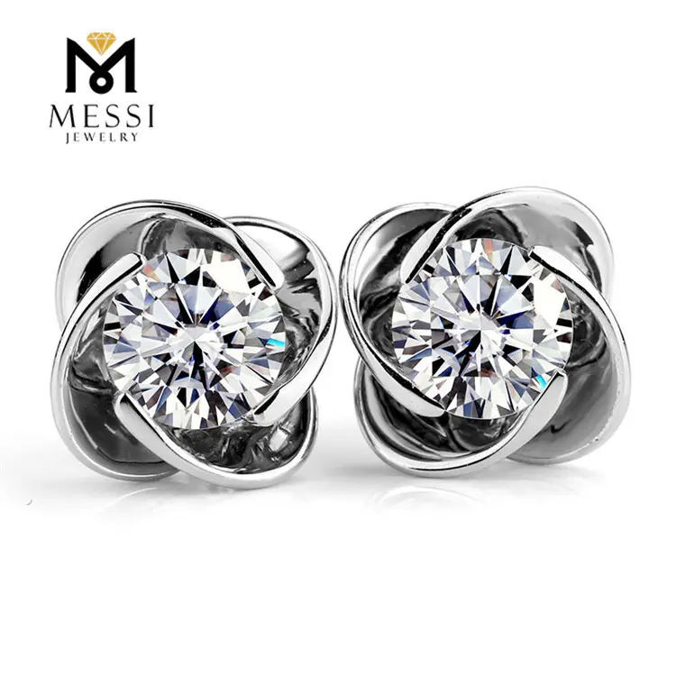 White Gold Moissanite Earrings - Pure 14K 18K Gold, 2 Carats Diamond, High Quality 5