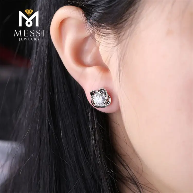Custom moissanite martini stud earrings factory price Manufacturer | Messi Jewelry 2