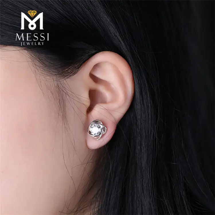 Custom moissanite martini stud earrings factory price Manufacturer | Messi Jewelry 4