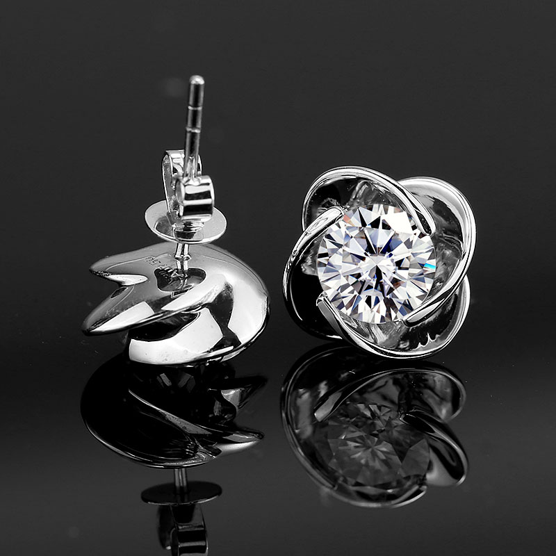 Messi Jewelry - Messi Jewelry 14K 18k Pure White Gold Solid Jewelry 2 carats moissanite diamond earring Earrings 12