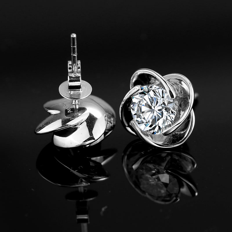 Messi Jewelry - Messi Jewelry 14K 18k Pure White Gold Solid Jewelry 2 carats moissanite diamond earring Earrings 10