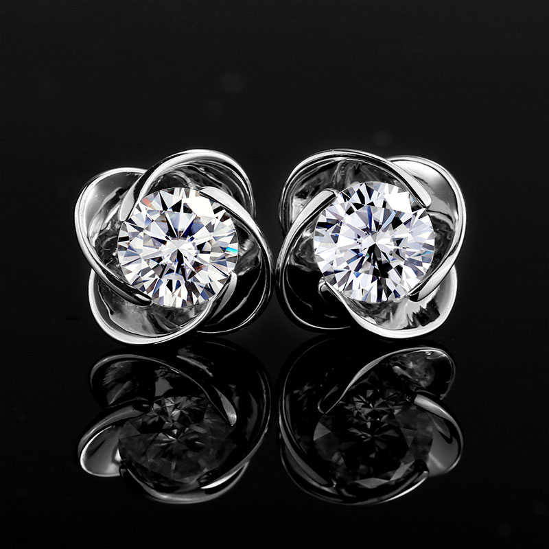 Messi Jewelry - Messi Jewelry 14K 18k Pure White Gold Solid Jewelry 2 carats moissanite diamond earring Earrings 14