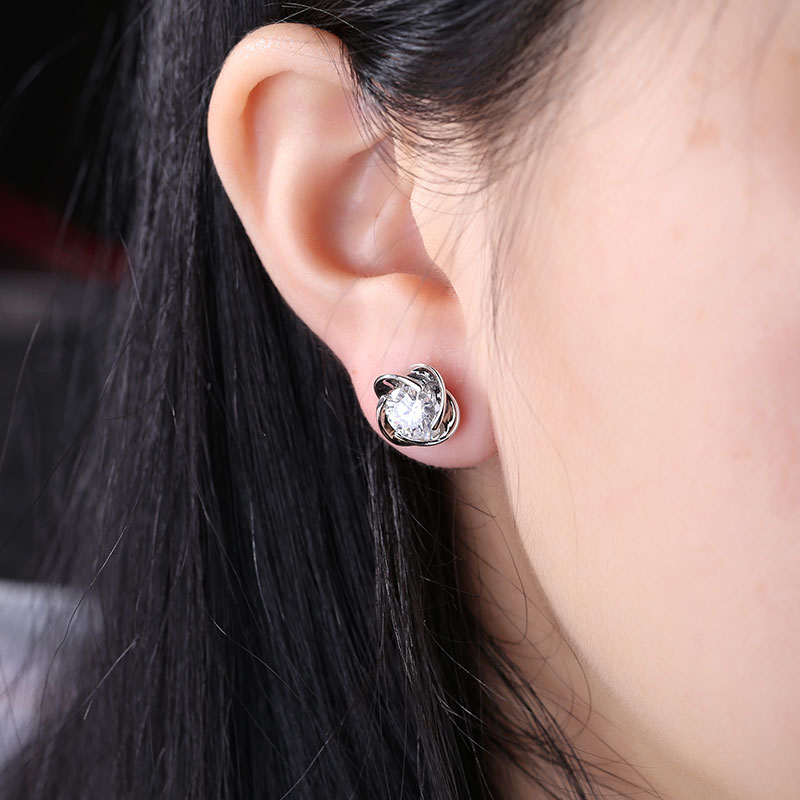 Messi Jewelry - Messi Jewelry 14K 18k Pure White Gold Solid Jewelry 2 carats moissanite diamond earring Earrings 8