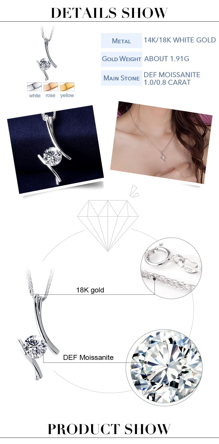 Messi Alahas - MS-206 Messi Alahas nga suga 14k 18k puti nga bulawan 1ct DEF moissanite necklace pendant nga regalo para sa inahan 2020 Kwintas 10