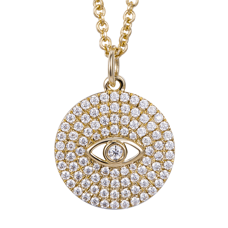 Messi Jewelry - MS-419 14K gold jewelry custom eys moissanite pendant necklace Moissanite Gold Jewelry 8