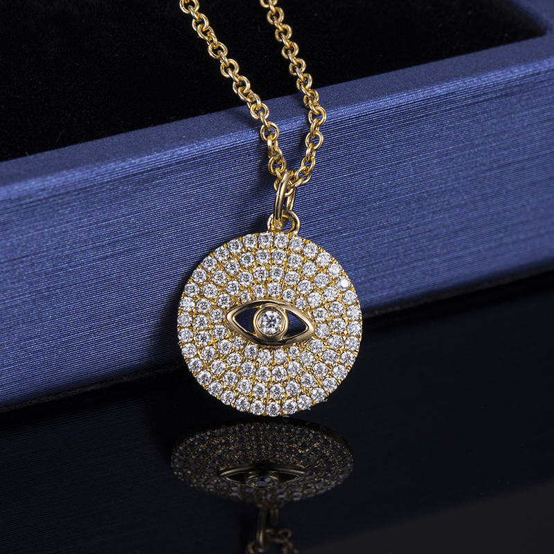 Messi Jewelry - MS-419 14K gold jewelry custom eys moissanite pendant necklace Moissanite Gold Jewelry 10