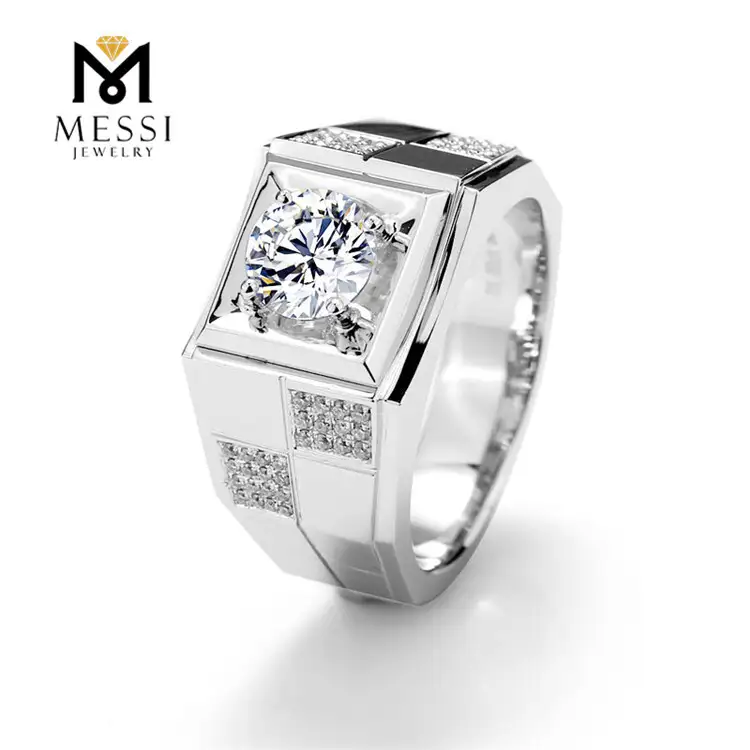 Messi Jewelry - Messi gioielli 18K in oro bianco in oro goldio moissanite anello nuziale di lusso 14k 18k anello in oro bianco gold 1
