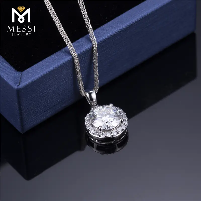 Multi-functional Messi Jewelry- 18K White Gold Moissanite Necklace 3