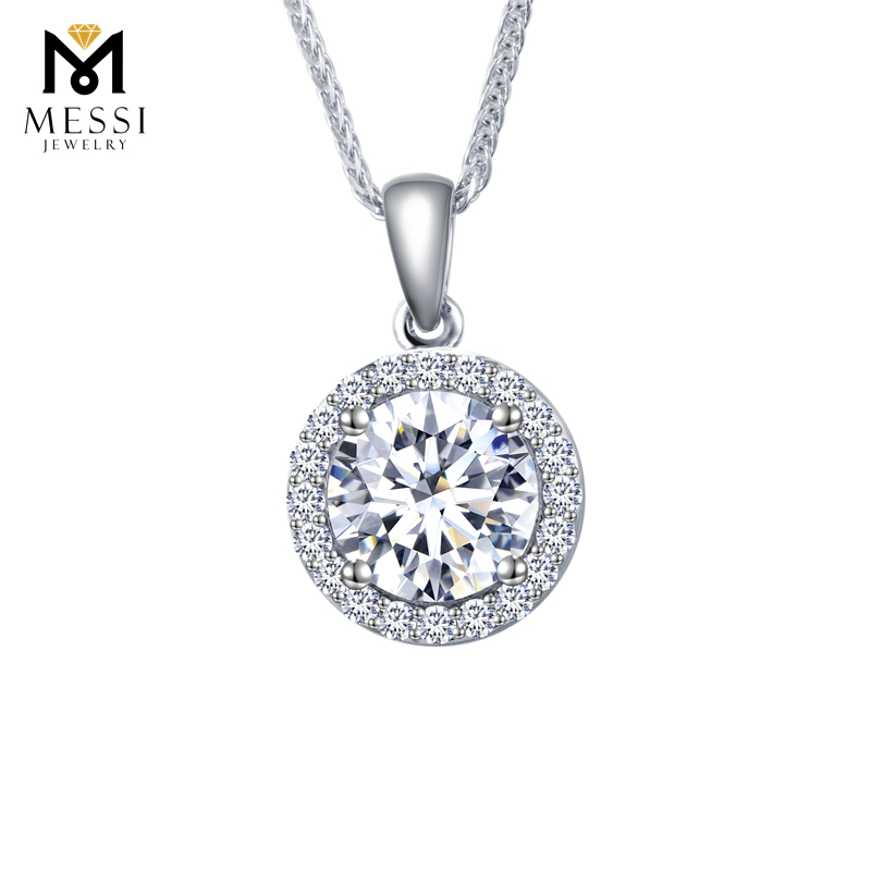 Multi-functional Messi Jewelry- 18K White Gold Moissanite Necklace 8