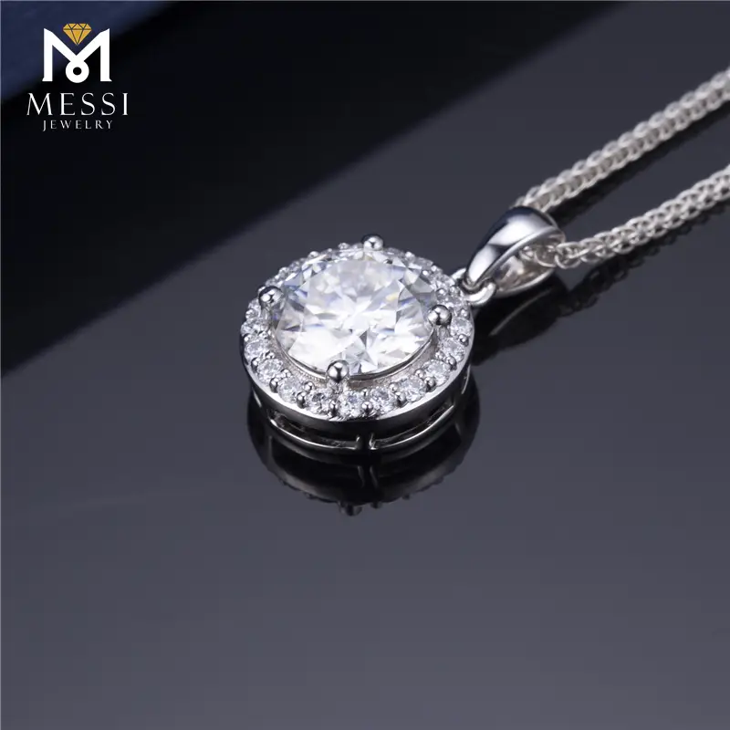 Multi-functional Messi Jewelry- 18K White Gold Moissanite Necklace 4