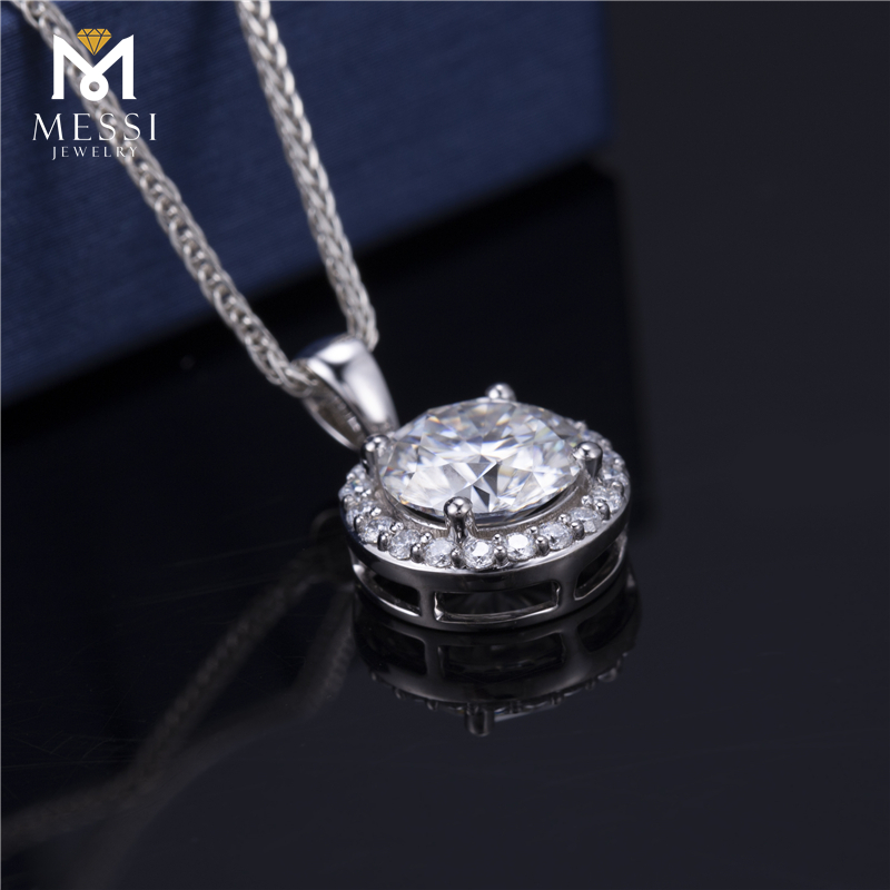 Multi-functional Messi Jewelry- 18K White Gold Moissanite Necklace 11