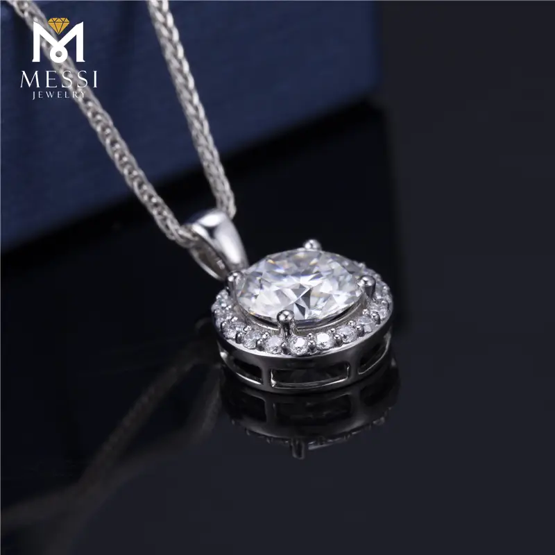 Multi-functional Messi Jewelry- 18K White Gold Moissanite Necklace 5