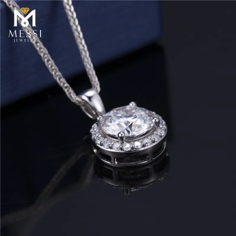 Multi-functional Messi Jewelry- 18K White Gold Moissanite Necklace 5