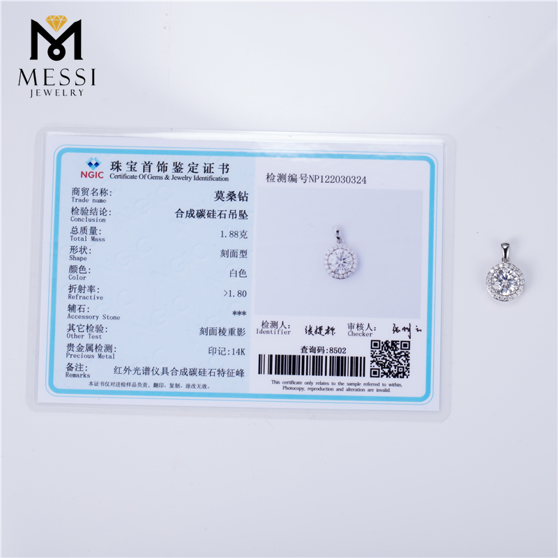 Multi-functional Messi Jewelry- 18K White Gold Moissanite Necklace 13