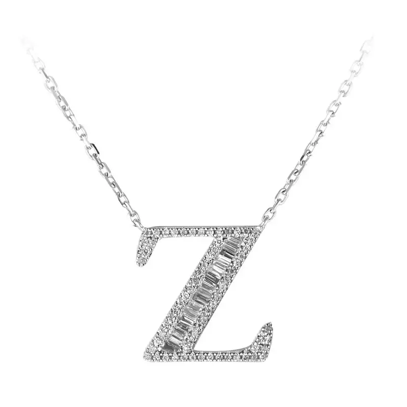 Gioielli Messi - Messi gioielli a ciondolo collana in oro bianco Impegno da donna Gift Gold Diamond Z Letter Necks Collana Custom Custom 1