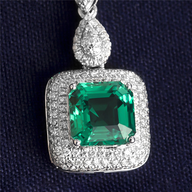 Messi Alahas - Messi alahas Ariyos Kasal Fashion Alahas puti nga Bulawan Taas nga kalidad nga Charm Women Gift square Emerald Engagement Earrings Lab Gibuhat Emerald Alahas 12