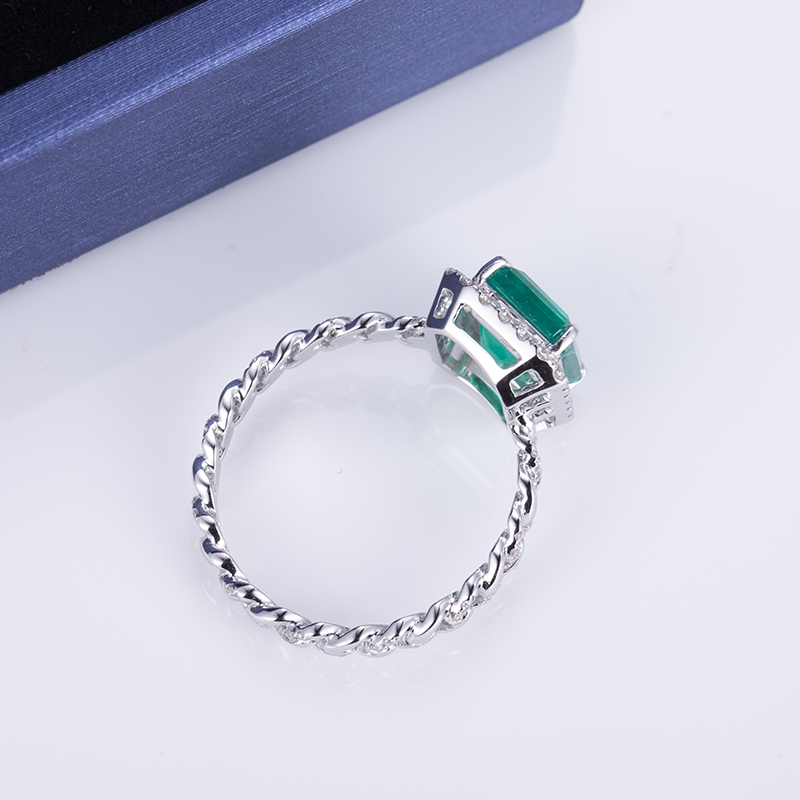 Messi Alahas - Messi Alahas MS-560 18k Gold DEF Moissanite Paghimo Emerald Ring Singsing 11