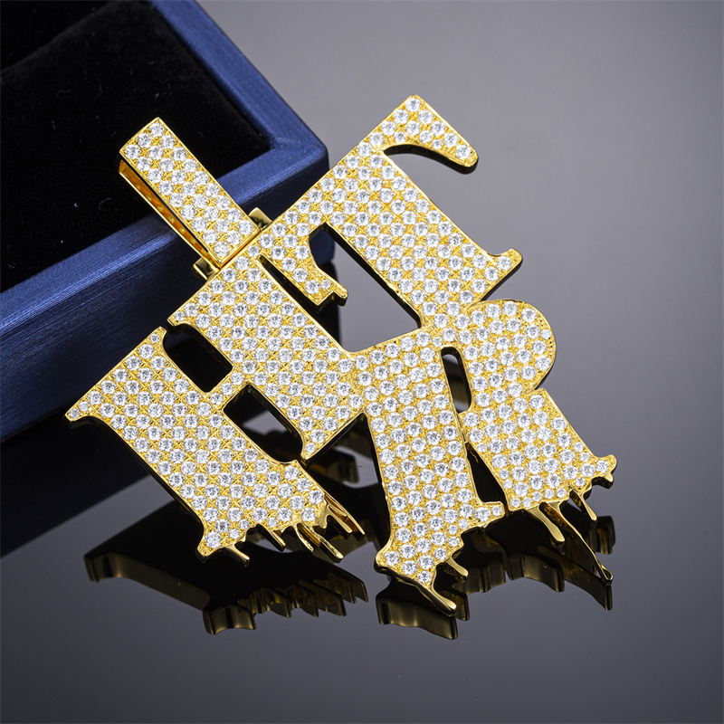 Messi Jewelry - MS-302 HTR Custom Hip Hop Pendent White Gold Yellow Gold Planted Necklace Custom Jewelry 11