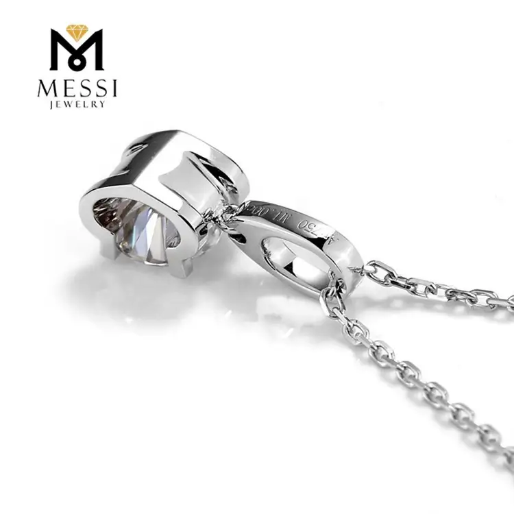 Moissanite Solitaire Necklace in 14k/18k Gold - Classic Style 6