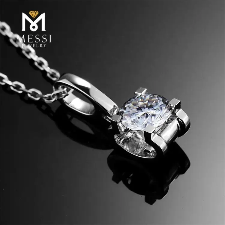 Moissanite Solitaire Necklace in 14k/18k Gold - Classic Style 5