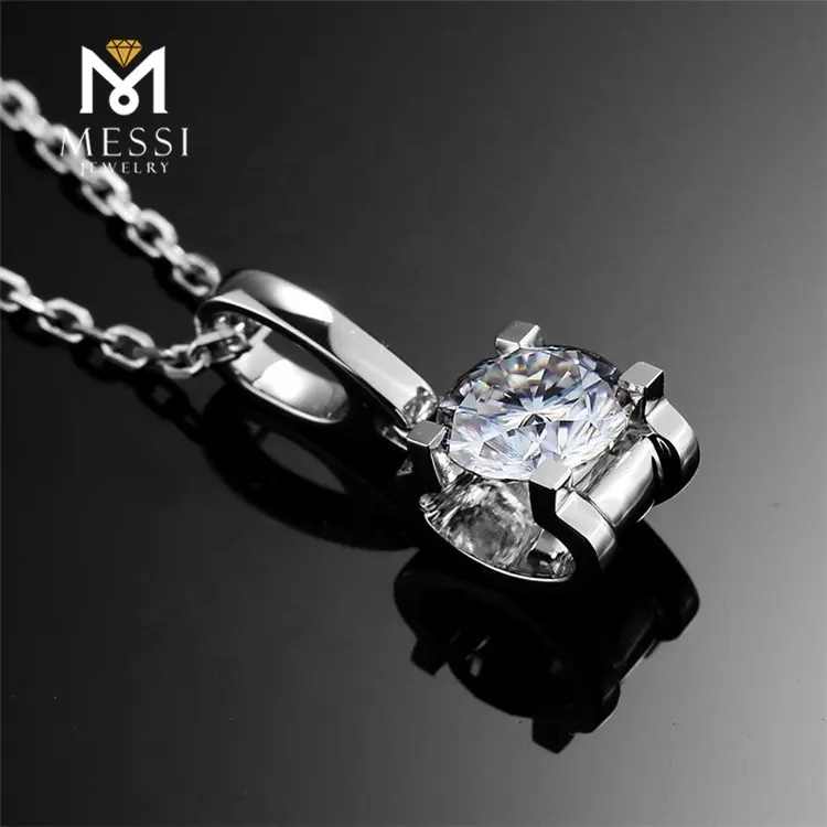 Moissanite Solitaire Necklace in 14k/18k Gold - Classic Style 5