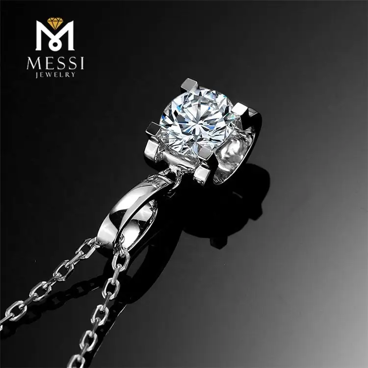Moissanite Solitaire Necklace in 14k/18k Gold - Classic Style 4