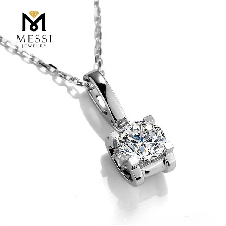 Moissanite Solitaire Necklace in 14k/18k Gold - Classic Style 14