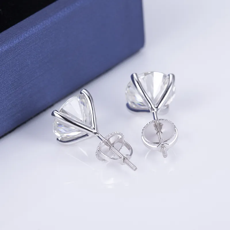 Factory Price moissanite stud earrings in 14k white gold made in china | Messi Jewelry 2