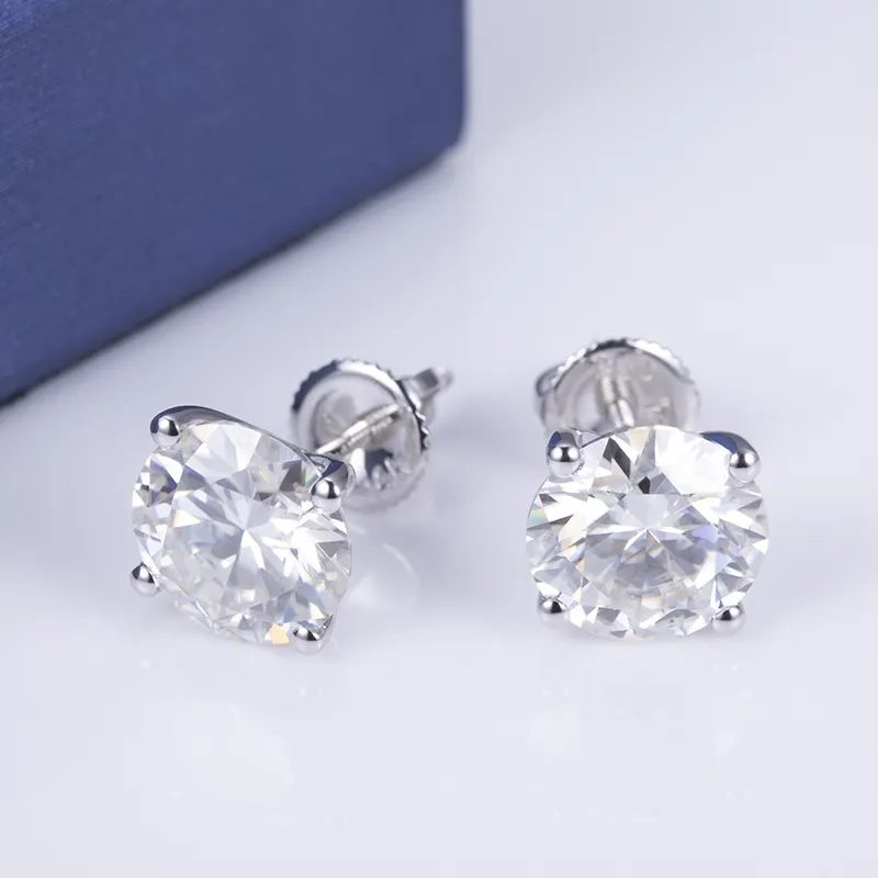 Factory Price moissanite stud earrings in 14k white gold made in china | Messi Jewelry 7