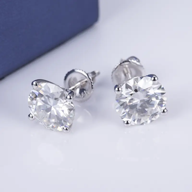 moissanite stud earrings yellow gold at Wholesale Prices | Messi Jewelry 5