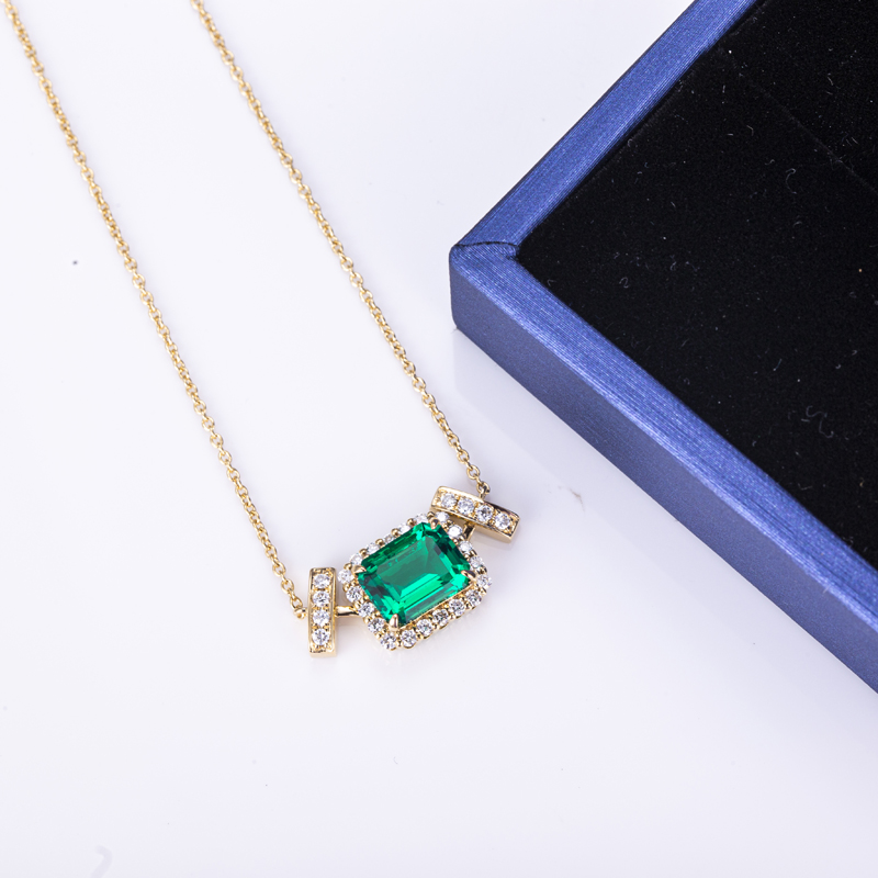 Messi Alahas - Messi Alahas MSN-530 18k Gold Women Custom Fashion 7*9mm Paghimo Emerald Necklace Lab Gibuhat Emerald Alahas 9