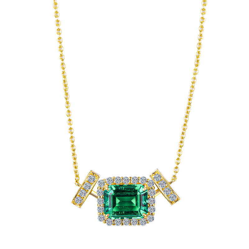 Messi Alahas - Messi Alahas MSN-530 18k Gold Women Custom Fashion 7*9mm Paghimo Emerald Necklace Lab Gibuhat Emerald Alahas 8