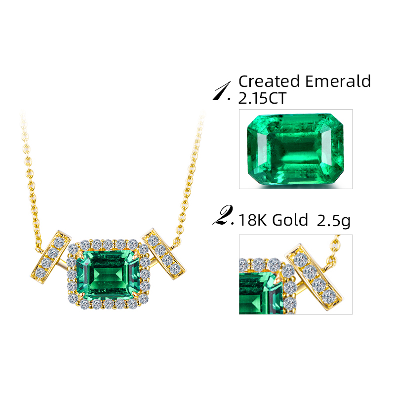 Messi Alahas - Messi Alahas MSN-530 18k Gold Women Custom Fashion 7*9mm Paghimo Emerald Necklace Lab Gibuhat Emerald Alahas 16