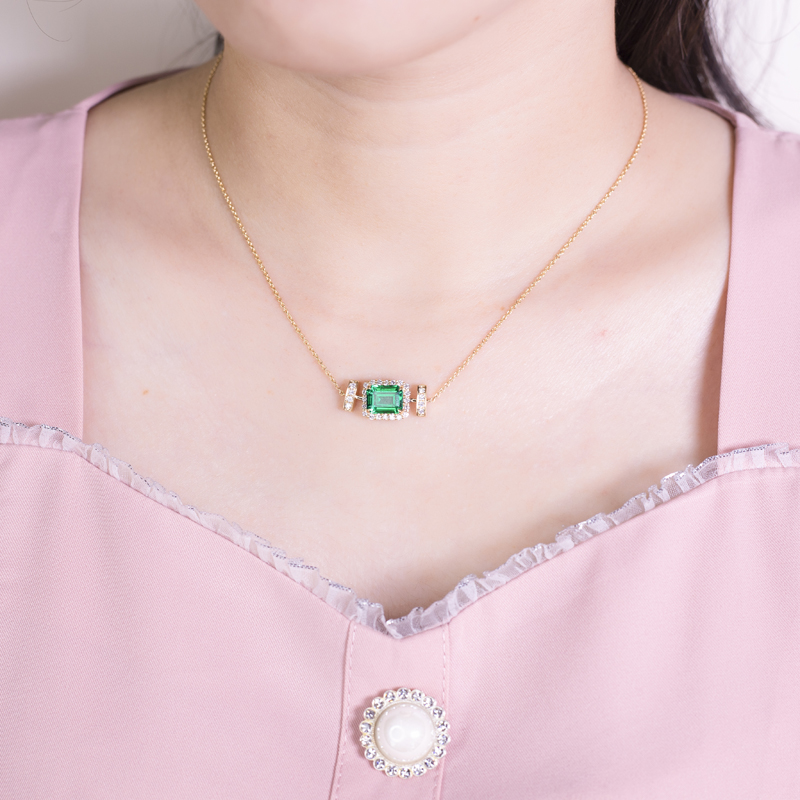 Messi Alahas - Messi Alahas MSN-530 18k Gold Women Custom Fashion 7*9mm Paghimo Emerald Necklace Lab Gibuhat Emerald Alahas 13